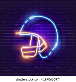 Baseball safety helmet neon icon. Vector illustration for design. Sports concept.