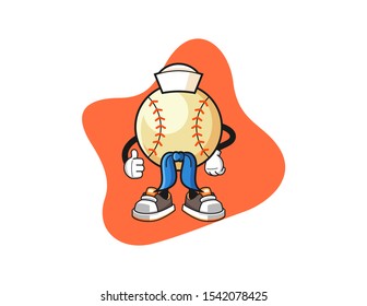 Baseball sailor man cartoon. Mascot Character vector.