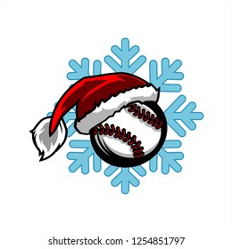  Baseball Santa Snow Flake Logo