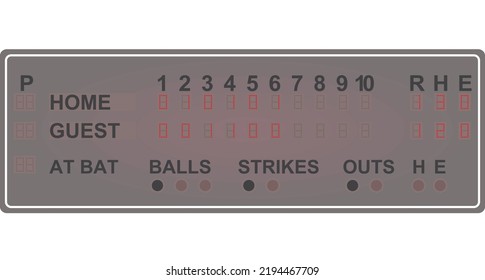 Baseball Score Board. Vector Illustration