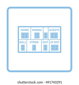 Baseball scoreboard icon. Blue frame design. Vector illustration.