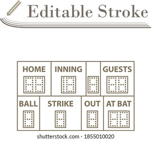 Baseball Scoreboard Icon. Editable Stroke Simple Design. Vector Illustration.