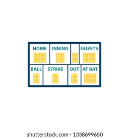 Baseball scoreboard icon. Flat color design. Vector illustration.