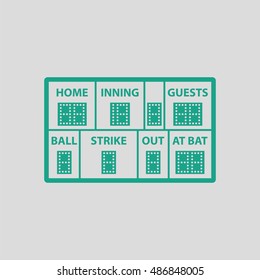 Baseball scoreboard icon. Gray background with green. Vector illustration.