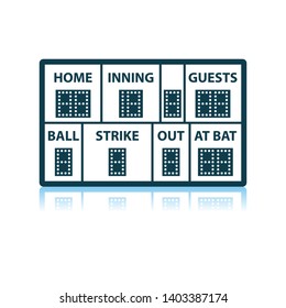 Baseball Scoreboard Icon. Shadow Reflection Design. Vector Illustration.