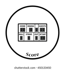 Baseball scoreboard icon. Thin circle design. Vector illustration.