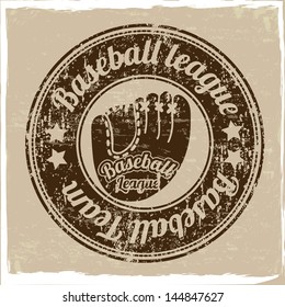 baseball seal over vintage background vector illustration