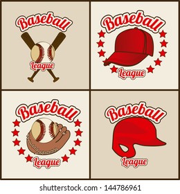 baseball seals over beige background vector illustration