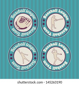 baseball seals over blue background vector illustration