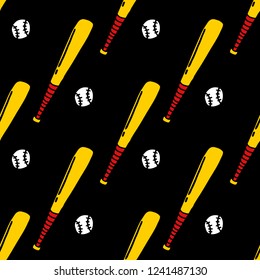 Baseball Seamless Doodle Pattern