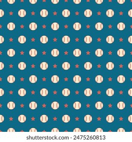 Baseball seamless pattern. Baseball background, backdrop. Wrapping paper, sports textile, fabric, kids wallpaper