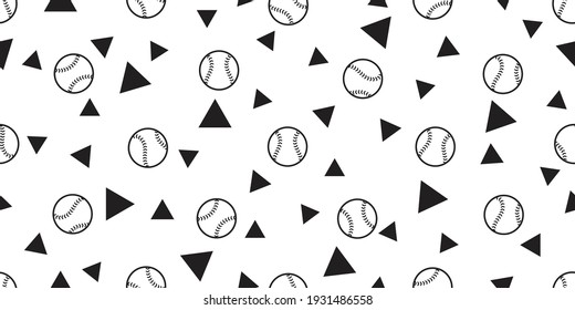 baseball seamless pattern ball vector softball sport cartoon triangle scarf isolated repeat wallpaper tile background illustration doodle design