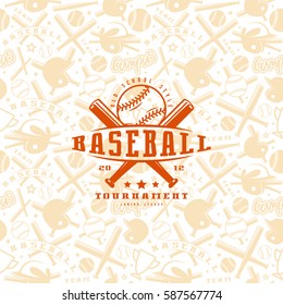 Baseball seamless pattern and emblem