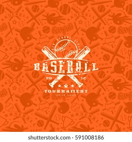 Baseball Seamless Pattern And Emblem