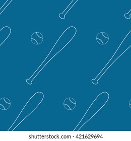 Baseball seamless pattern. Flat vector seamless background. Objects silhouettes. Seamless background with baseball bat and ball. 
Soccer. Championship.

