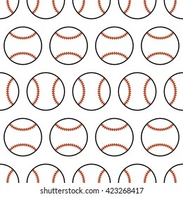 Baseball. Seamless pattern with sport balls. Vector 