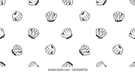 baseball Seamless pattern vector soft ball glove sport tile background scarf isolated repeat wallpaper cartoon illustration