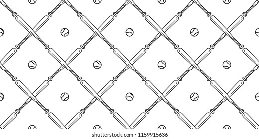 baseball Seamless pattern vector softball baseball bat scarf isolated tile background repeat wallpaper