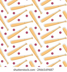baseball Seamless pattern vector softball baseball bat scarf isolated tile background wallpaper isolated white