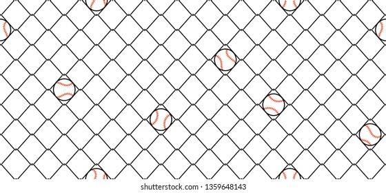 baseball Seamless pattern vector sport wire mesh chain link fence scarf isolated repeat wallpaper tile background