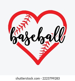 Baseball Seams Heart Svg craft cricut cut files