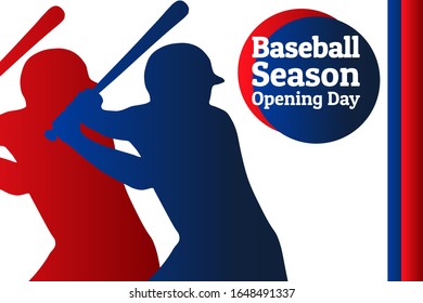 Baseball season opening day holiday concept. Template for background, banner, card, poster with text inscription. Vector EPS10 illustration