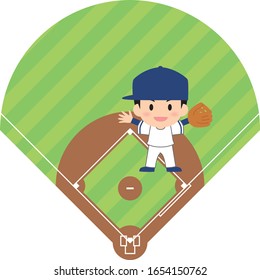 Baseball Second Baseman Cartoon Vector Illust