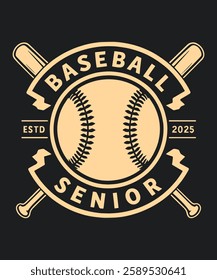 Baseball Senior 2025 logo design for t-shirt.