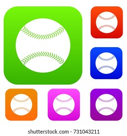 Baseball set icon color in flat style isolated on white. Collection sings vector illustration