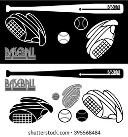 Baseball.
A set of sports equipment for the games, flat graphic icons.