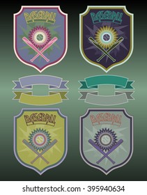 Baseball.
A set of sports equipment for the games, flat graphic icons.