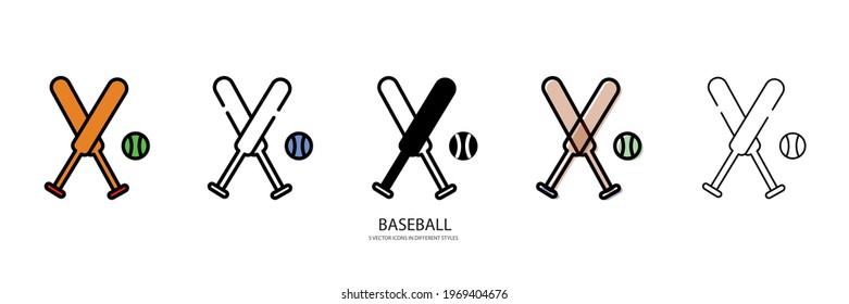 baseball set vector type icon