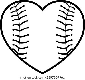 Baseball shaped heart with stitches vector.