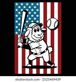 Baseball Sheep American Flag Patriotic Camiseta