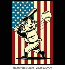 Baseball Sheep USA Flag Patriotic Gift T Shirt