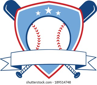 Baseball Shield Banner Design. Vector Illustration Isolated on white