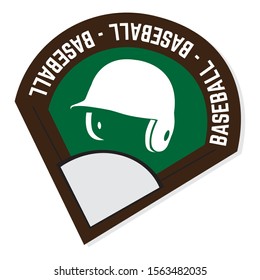 Baseball shield with a field base and helmet - Vector illustration