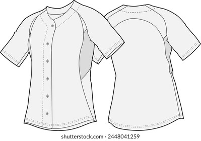 Baseballshirt Design Vorlage Vektorillustration Vorder- und Rückansicht.