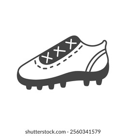 Baseball Shoe doodle Icon. Hand drawn sports footwear with lace vector illustration. Softball uniform boot in outline style.