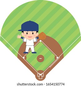 baseball shortstop cartoon vector illust