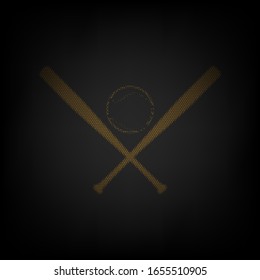 Baseball sign. Icon as grid of small orange light bulb in darkness. Illustration.