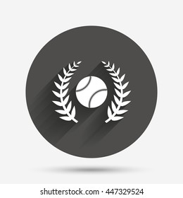 Baseball sign icon. Sport laurel wreath symbol. Winner award. Circle flat button with shadow. Vector