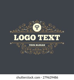 Baseball sign icon. Sport symbol. Winner award cup. Flourishes calligraphic ornament. Vector