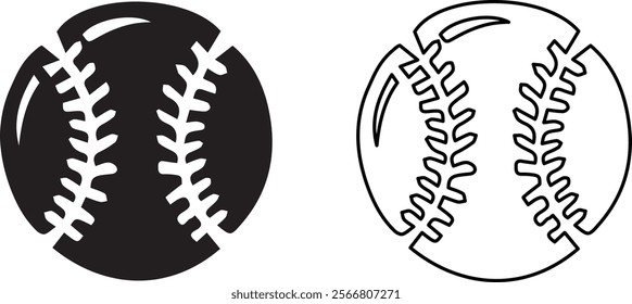 Baseball Silhouette and Line Art Vector Illustrations: Perfect for Sports Design Projects and Athletic-Themed Graphics.