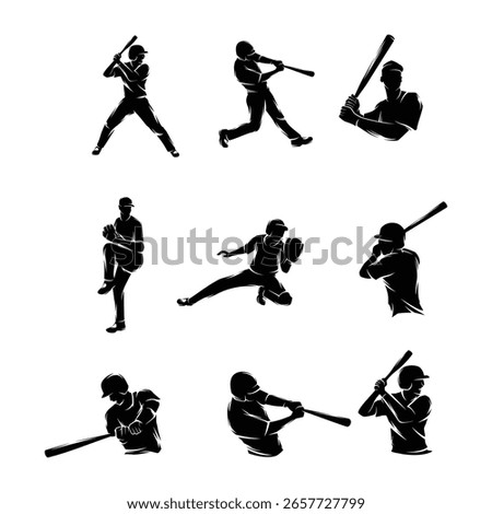 Baseball Silhouette Logo Design Vector