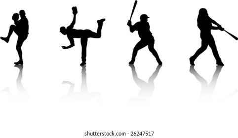 Baseball silhouette with shadow