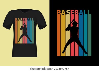 Baseball Silhouette Vintage Retro T-Shirt Design
