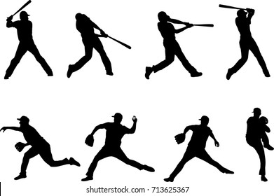 baseball silhouettes collection 4 - vector 