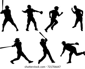 baseball silhouettes collection 6 - vector