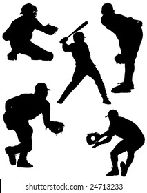 Baseball Silhouettes Vector